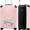 NoBoringSuitcases.com® Kinderkoffer - Trolley Kinderen - Varken - Roze - Skateboard - Kinderen - Meisje - Koffer Dieren - Past Binnen 55x40x20 Cm En 55x35x25 Cm - Reiskoffer Met Wielen -Reisbagage Winkel 1000x1200 1