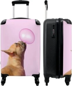 NoBoringSuitcases.com® Kinderkoffer - Hond - Dieren - Kauwgom - Roze - Kinderen - Trolley Kinderen - Past Binnen 55x40x20 Cm En 55x35x25 Cm - Reiskoffer Met Wielen - Koffertje -Reisbagage Winkel 1000x1200 9