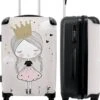 NoBoringSuitcases.com® Koffer Groot - Prinses - Bloemen - Kroon - Meisje - Sterren - Trolley Koffer Met TSA-slot - Met Wielen - 90 Liter - Reiskoffer - 66 Cm