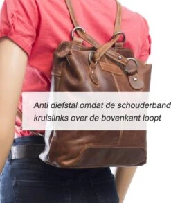 Rugtas Dames Cognac - Echt Leer - Incl. Verstelbare Riem -Reisbagage Winkel 1012x1200 5