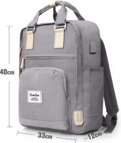 Merkloos Veran Rugtas - Rugzak - 30 Liter - 15,6" Laptopvak - Boekentas - Vintage - Heren - Dames - Laptop - School - Boekentas - Grijs -Reisbagage Winkel 1020x1200 7