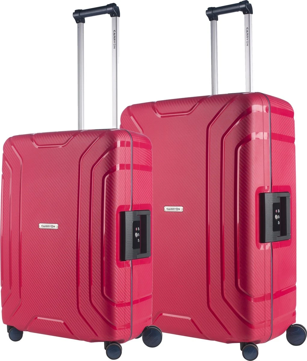 CarryOn Steward Kofferset - 2-delige TSA Trolleyset Met Kliksloten - Dubbele Wielen - Rood 3 CarryOn Steward Kofferset - 2-delige TSA Trolleyset Met Kliksloten - Dubbele Wielen - Rood