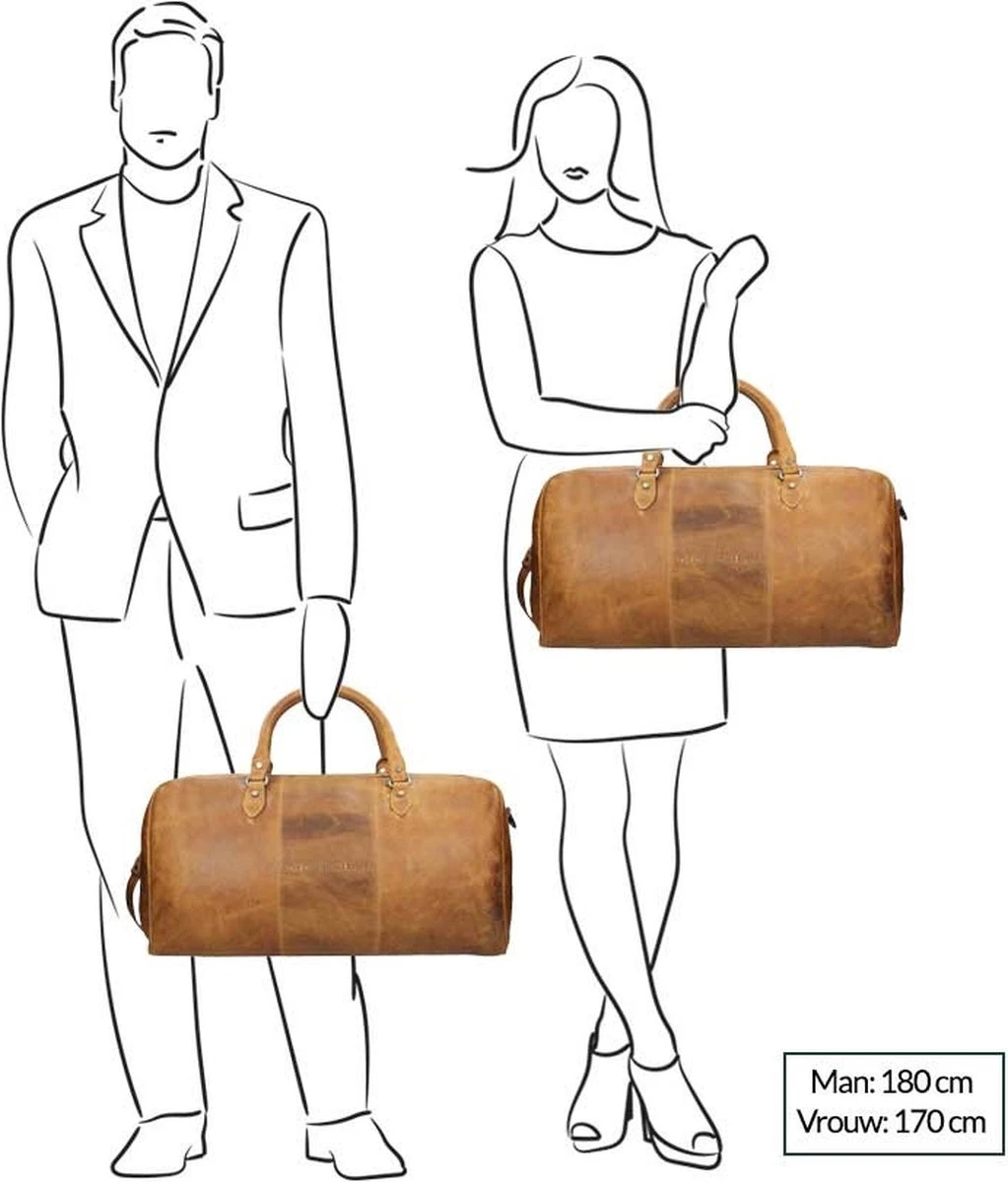 Chesterfield Leren Reistas / Weekendtas William - 40 Liter - Cognac 17 Chesterfield Leren Reistas / Weekendtas William - 40 Liter - Cognac - Afbeelding 15