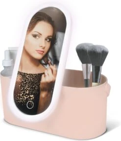 Peach Beauty Luxe Reis Beautycase - LED-spiegel - Dusty Pink - Oplaadbaar - Luxe Uitvoering -Reisbagage Winkel 1025x1200 9
