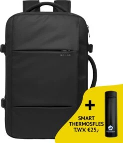 Bange Rugtas - 15,6 Inch - Laptop Rugzak - USB-aansluiting - Waterafstotend - Zwart - Incl. Smart Thermosfles