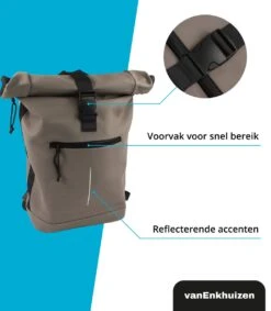 VanEnkhuizen Rolltop Rugzak Met Laptopvak 15,6 Inch - 20 Liter - Waterafstotend En Thermo Materiaal - Taupe -Reisbagage Winkel 1047x1200 7