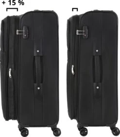 TravelZ Softspinner TSA Kofferset - 2-delig Handbagage + Grote Koffer 77cm - Dubbele Wielen - Zwart -Reisbagage Winkel 1050x1200 10