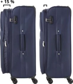 TravelZ Softspinner TSA Kofferset - 2-delig Handbagage + Grote Koffer 77cm - Dubbele Wielen - Blauw 12 TravelZ Softspinner TSA Kofferset - 2-delig Handbagage + Grote Koffer 77cm - Dubbele Wielen - Blauw -Reisbagage Winkel 1052x1200