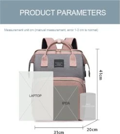 Merkloos Tas Voor Moeders En Vaders Met Uitklapbaar Baby Bedje - Draagbare Box - Rugzak Moeder - Roze - Met Veel Handige Opberg Vakken En USB Oplader - Klamboe - Mummy Bag - Verstelbaar -Reisbagage Winkel 1073x1200 8