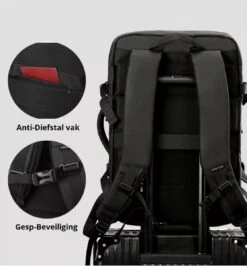 HEANVER Travel Elite - Reistas Handbagage - Weekendtas - 17inch Laptop Rugzak - Backpack Waterafstotend - 30L / 60 Liter Tas - Zwart / Antraciet -Reisbagage Winkel 1114x1200 4