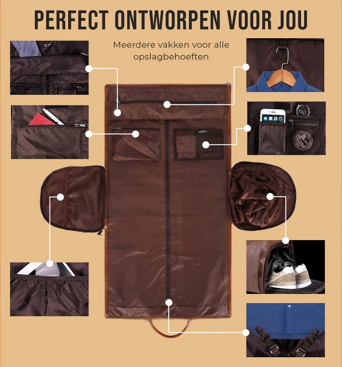 JeRie Weekendtas Voor Dames En Heren - Reistas Handbagage - 100% Echt PU Leer - Sporttas - Duffel Bag - Tas - Bruin 9 JeRie Weekendtas Voor Dames En Heren - Reistas Handbagage - 100% Echt PU Leer - Sporttas - Duffel Bag - Tas - Bruin - Afbeelding 7