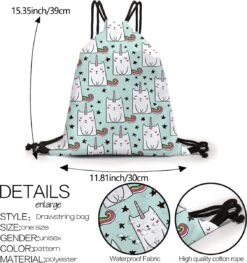 Zwemtas - Gymtas "Unicat" - Luxe Rugtas Met Trekkoorden - School Tas - Rugzak -Reisbagage Winkel 1129x1200 6