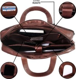 JAP Business Laptoptas - Echt Leer - Waterdicht - Voor Heren En Dames - 15,6 Inch - Cognac 9 JAP Business Laptoptas - Echt Leer - Waterdicht - Voor Heren En Dames - 15,6 Inch - Cognac -Reisbagage Winkel 1152x1200 2