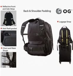 OG Original GetAway Motor-rugzak, Motorfiets-rugzak, Motorhelm Rugtas, Waterdicht, Grote Capaciteit, Vergrootbaar 35/45L, Hardshell, USB, Laptop, Helm Tas, Antidiefstal-zak, Reflecterend -Reisbagage Winkel 1155x1200 6