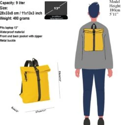 New Rebels Mart Waterafstotende Rolltop Rugzak - Medium - Geel -Reisbagage Winkel 1161x1200 2
