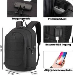 Qtronic Rugzak Met USB Oplaadpoort- 28L - 17,3 Inch - Laptop Rugtas - Toegangscode -Reisbagage Winkel 1168x1200 2
