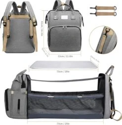 Merkloos Tas Voor Moeders En Vaders Met Uitklapbaar Baby Bedje - Draagbare Box - Rugzak Moeder - Roze - Met Veel Handige Opberg Vakken En USB Oplader - Klamboe - Mummy Bag - Verstelbaar -Reisbagage Winkel 1170x1200 6