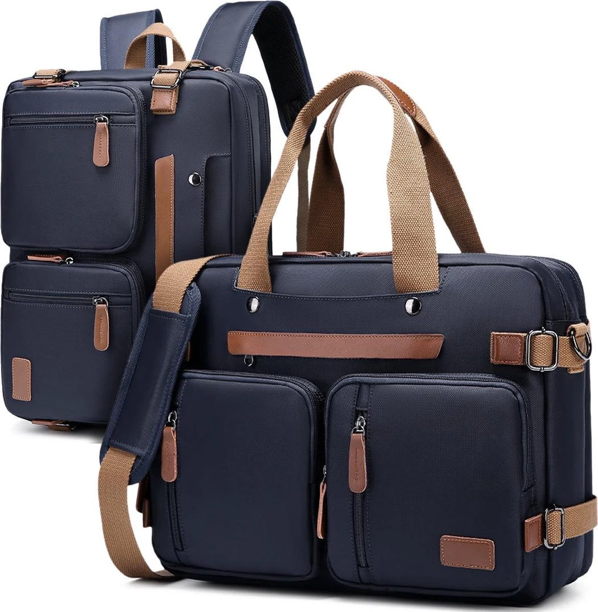 Laptoptas 2 In 1 Laptop Rugtas Schoudertas Voor 15.6 Inch Laptop – Blauw 3 Laptoptas 2 In 1 Laptop Rugtas Schoudertas Voor 15.6 Inch Laptop – Blauw