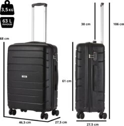 TravelZ Big Bars Reiskoffer 68 Cm Met Dubbele Wielen - Trolley Koffer Met TSA-slot - Zwart -Reisbagage Winkel 1183x1200 4