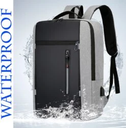 Merkloos Rugzak - Laptoprugzak 15,6 Inch - Schoolrugzak Dagrugzak - Kerstmis - Kerstfeest - Christmas Gift - Rugzak Dames Heren - Waterdichte Nylon Laptopbagagetablet - Met Usb Oplaadstation - Voor School Reizen Multifunctioneel - Grijs -Reisbagage Winkel 1183x1200 9