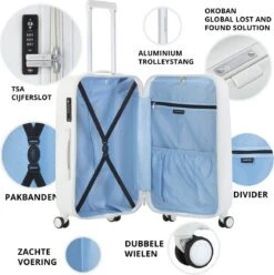 CarryOn Skyhopper Reiskoffer - 78cm TSA Trolley Met OKOBAN - Dubbele Wielen - Wit 13 CarryOn Skyhopper Reiskoffer - 78cm TSA Trolley Met OKOBAN - Dubbele Wielen - Wit -Reisbagage Winkel 1197x1200 5