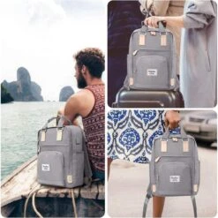 Merkloos Veran Rugtas - Rugzak - 30 Liter - 15,6" Laptopvak - Boekentas - Vintage - Heren - Dames - Laptop - School - Boekentas - Grijs -Reisbagage Winkel 1198x1200 12