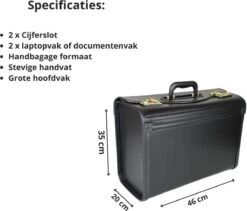 Pilotenkoffer Zonder Wiel - Kunstleer Zwart - Grote Piloten Koffer Met Laptopvak En Cijferslot - Kantoor Koffer - Werk Koffer -Reisbagage Winkel 1200x1025 2