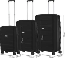 CarryOn Porter ® Kofferset - TSA Trolleyset 3-delig Met OKOBAN - Dubbele Wielen - Zwart -Reisbagage Winkel 1200x1062