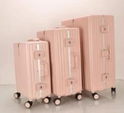 TOP AA Reis Kofferset - Trolleyset 3-delig Met TSA Slot Aluminum Frame, Kleine Cabine En Groot, ABS Luggage, (20+24+28 Inches 3 Pc Set), Roze/pink -Reisbagage Winkel 1200x1099 3