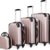 Monzana Hardcase Kofferset 4 Delig - Baseline Beautycase/M/L/XL - Rosé -Reisbagage Winkel 1200x1110 1