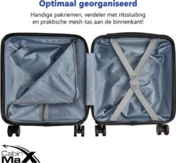 CabinMax Handbagage Koffer - Trolley 30L - Harde Reiskoffer - 45x36x20cm - Lichtgewicht - Groot Capaciteit - Wit -Reisbagage Winkel 1200x1111 4