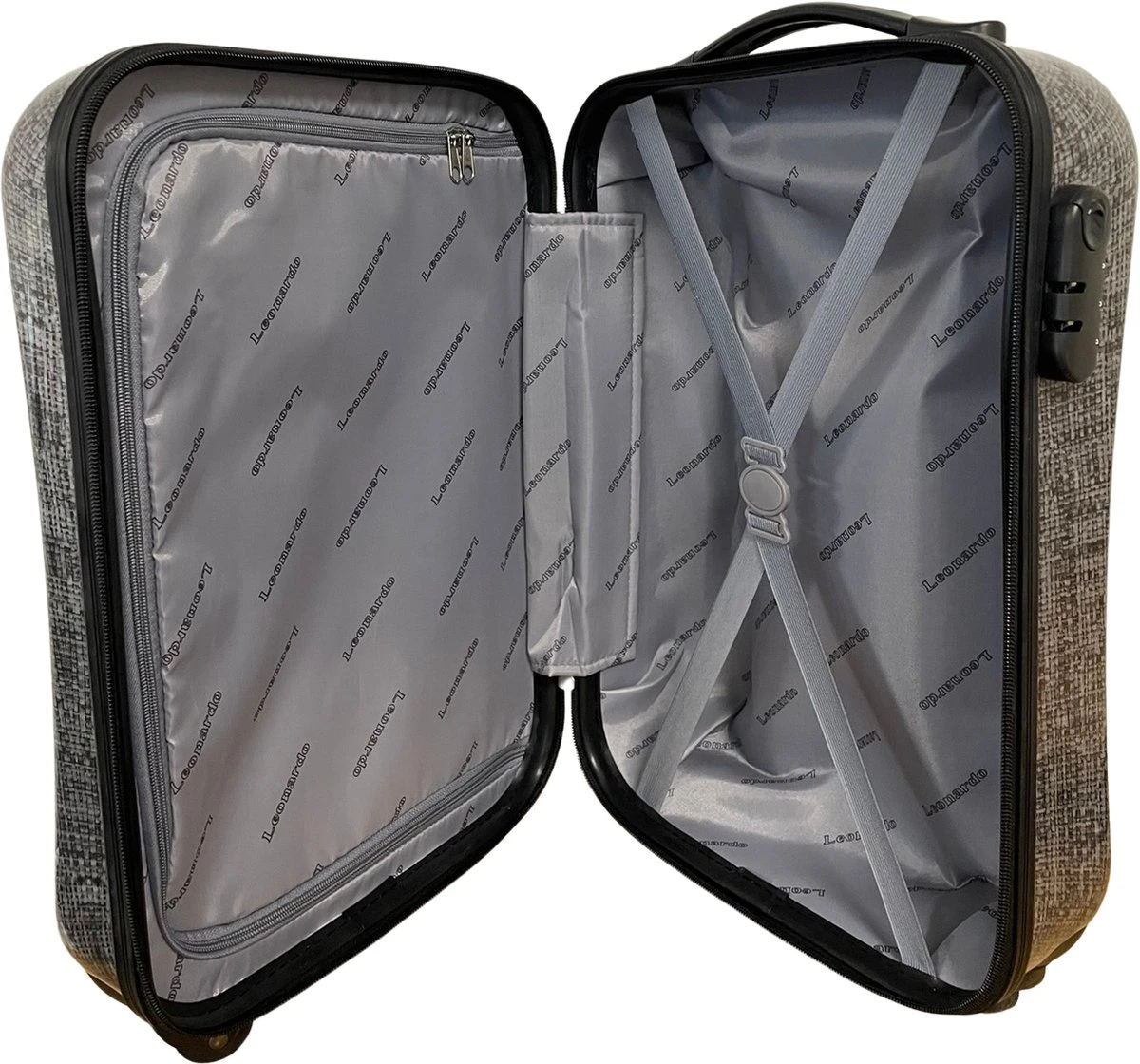 Leonardo Handbagage Koffer 51x31x20 - Hardcase - Cijferslot - Reiskoffer - Lichtgewicht Koffer - Grey 9 Leonardo Handbagage Koffer 51x31x20 - Hardcase - Cijferslot - Reiskoffer - Lichtgewicht Koffer - Grey - Afbeelding 7
