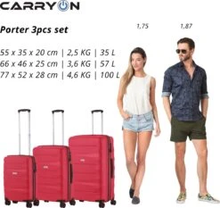 CarryOn Porter ® Kofferset - TSA Trolleyset 3-delig Met OKOBAN - Dubbele Wielen - Rood 12 CarryOn Porter ® Kofferset - TSA Trolleyset 3-delig Met OKOBAN - Dubbele Wielen - Rood -Reisbagage Winkel 1200x1131 6