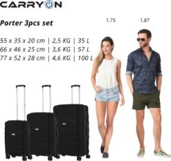 CarryOn Porter ® Kofferset - TSA Trolleyset 3-delig Met OKOBAN - Dubbele Wielen - Zwart -Reisbagage Winkel 1200x1131 7