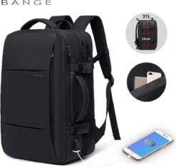 Bange Rugtas - 15,6 Inch - Laptop Rugzak - USB-aansluiting - Waterafstotend - Zwart - Incl. Smart Thermosfles -Reisbagage Winkel 1200x1141 5