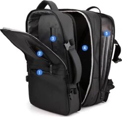 Merkloos Zakelijke Multifunctionele Rugzak/Schouder - Uitbreidbaar- Extra Ruimte -17 Inch Laptop Vak - USB Poort - Voor Werk,School,Reizen - Waterdichte Tas Voor Heren/Dames - Backpack - Zwart -Reisbagage Winkel 1200x1157 8
