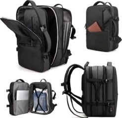 Merkloos Zakelijke Multifunctionele Rugzak/Schouder - Uitbreidbaar- Extra Ruimte -17 Inch Laptop Vak - USB Poort - Voor Werk,School,Reizen - Waterdichte Tas Voor Heren/Dames - Backpack - Zwart -Reisbagage Winkel 1200x1161 7