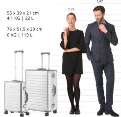 CarryOn Kofferset ULD - Luxe Aluminium Handbagage Koffer 55cm + 76cm Grote Reiskoffer - Dubbel TSA Slot - Zilver -Reisbagage Winkel 1200x1162 4