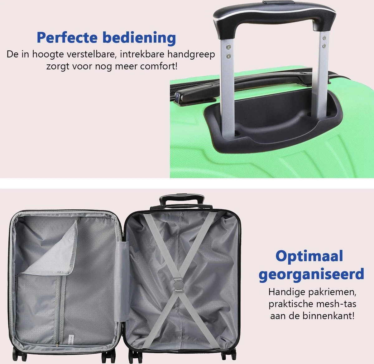 CabinMax Velocity Handbagage Koffer - Uitbreidbaar Trolley 44L - Harde Reiskoffer - 55x40x20/25 Cm - Lichtgewicht - Groot Capaciteit - Mint Groen 7 CabinMax Velocity Handbagage Koffer - Uitbreidbaar Trolley 44L - Harde Reiskoffer - 55x40x20/25 Cm - Lichtgewicht - Groot Capaciteit - Mint Groen - Afbeelding 5