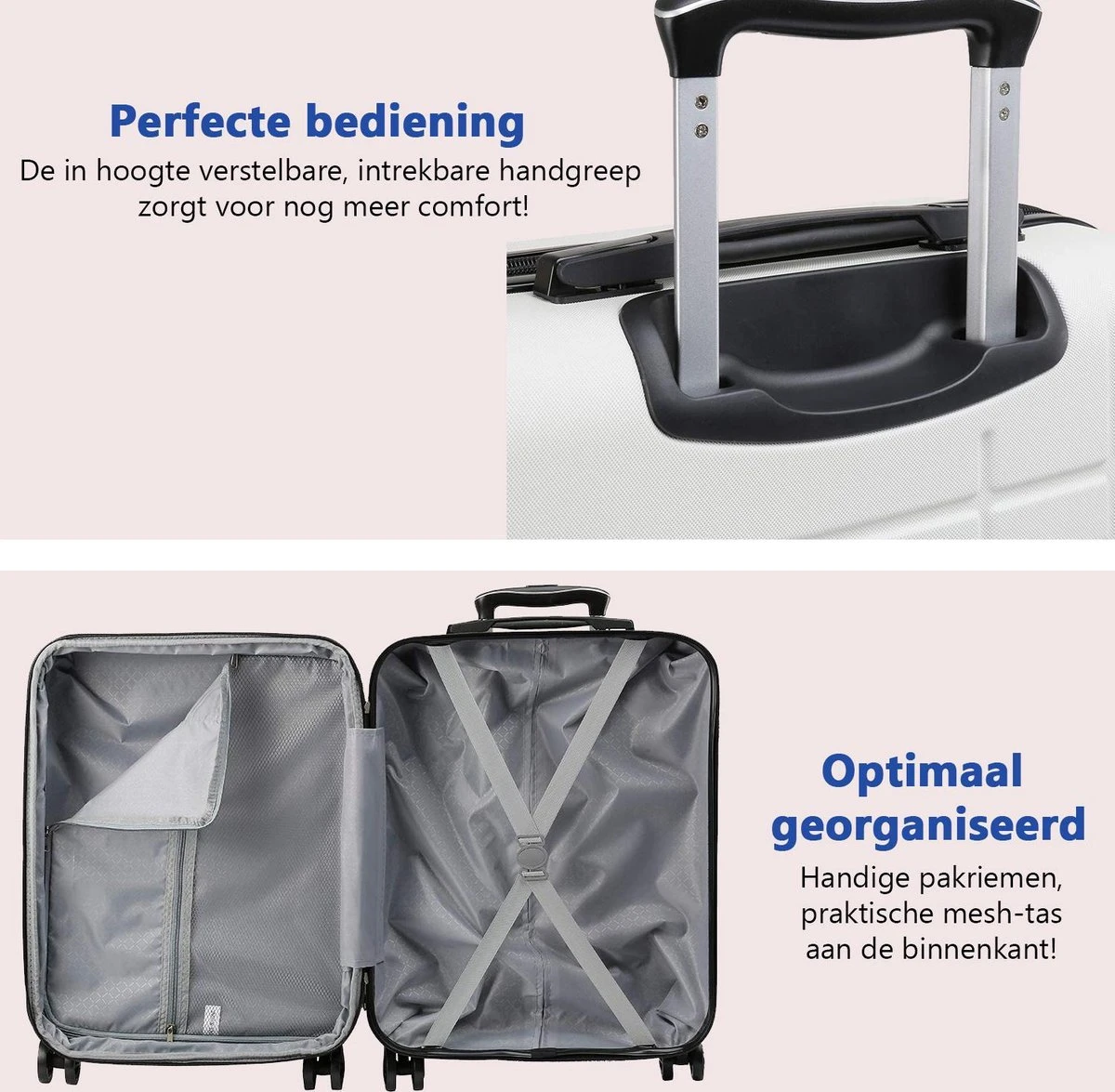 CabinMax Velocity Handbagage Koffer - Uitbreidbaar Trolley 44L - Harde Reiskoffer - 55x40x20/25 Cm - Lichtgewicht - Groot Capaciteit - Wit 7 CabinMax Velocity Handbagage Koffer - Uitbreidbaar Trolley 44L - Harde Reiskoffer - 55x40x20/25 Cm - Lichtgewicht - Groot Capaciteit - Wit - Afbeelding 5