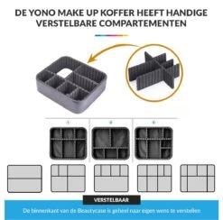 YONO Beautycase Marmer Design - Make Up Koffer Dames – Makeup Organizer – Tas Voor Cosmetica – Reis Toilettas – Zwart -Reisbagage Winkel 1200x1184 11