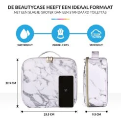 YONO Beautycase Marmer Design - Make Up Koffer Dames – Makeup Organizer – Tas Voor Cosmetica – Reis Toilettas – Wit -Reisbagage Winkel 1200x1184 8