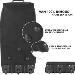 TravelZ Opvouwbare Wieltas | Reistas Op Wielen | 100 Liter | Verbeterd 2022 Model | Zwart 12 TravelZ Opvouwbare Wieltas | Reistas Op Wielen | 100 Liter | Verbeterd 2022 Model | Zwart -Reisbagage Winkel 1200x1196 8
