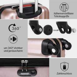 Monzana Hardcase Kofferset 4 Delig - Baseline Beautycase/M/L/XL - Rosé -Reisbagage Winkel 1200x1198 8