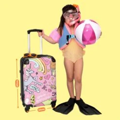 NoBoringSuitcases.com® Koffer Groot - Roze - Eenhoorn - Skateboard - Tekening - Trolley Koffer Met TSA-slot - Met Wielen - 90 Liter - Reiskoffer - 66 Cm -Reisbagage Winkel 1200x1200 1106