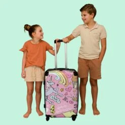NoBoringSuitcases.com® Koffer Groot - Roze - Eenhoorn - Skateboard - Tekening - Trolley Koffer Met TSA-slot - Met Wielen - 90 Liter - Reiskoffer - 66 Cm -Reisbagage Winkel 1200x1200 1107