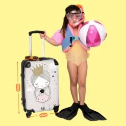 NoBoringSuitcases.com® Koffer Groot - Prinses - Bloemen - Kroon - Meisje - Sterren - Trolley Koffer Met TSA-slot - Met Wielen - 90 Liter - Reiskoffer - 66 Cm -Reisbagage Winkel 1200x1200 1113