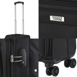 TravelZ Softspinner TSA Kofferset - 2-delig Handbagage + Grote Koffer 77cm - Dubbele Wielen - Zwart -Reisbagage Winkel 1200x1200 1291