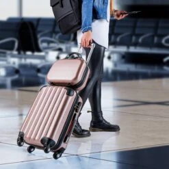 Monzana Hardcase Kofferset 4 Delig - Baseline Beautycase/M/L/XL - Rosé -Reisbagage Winkel 1200x1200 1394