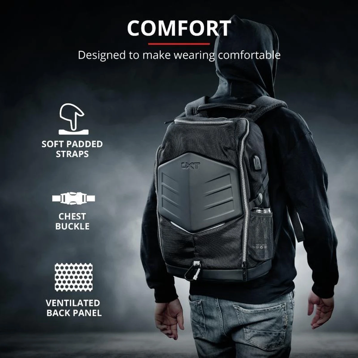 TRUST GXT 1255 Outlaw - Gaming Laptop Rugzak - 15 Inch - Zwart 7 TRUST GXT 1255 Outlaw - Gaming Laptop Rugzak - 15 Inch - Zwart - Afbeelding 5